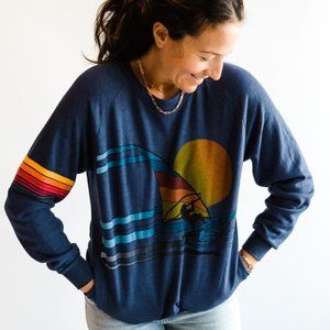 AVIATOR NATION WIND SURF JUMP LIGHT WEIGHT CREW SWEATSHIRT